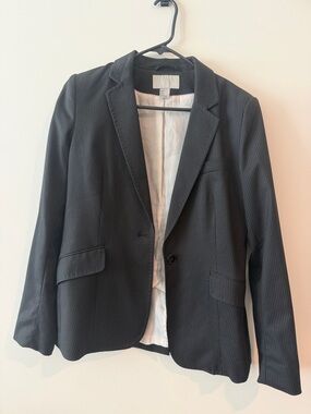H&M Black Pinstripe Women's Blazer - Single Button Notch Lapel